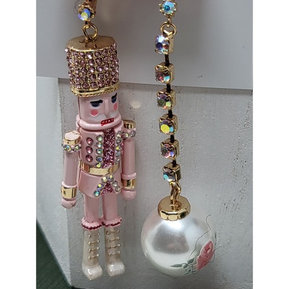Betsey Johnson Pink Nutcracker Pierced Earrings Holiday - Picture 4 of 12